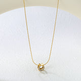 8x9mm U-shaped hollow pendant with diamonds, 0.3mm cross hammer round chain, 40+5cm+6mm round tag necklace, gold