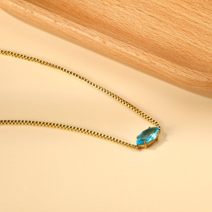 2024 New year 12 different colors diamond pendant necklace 42+5cm asonjewelry