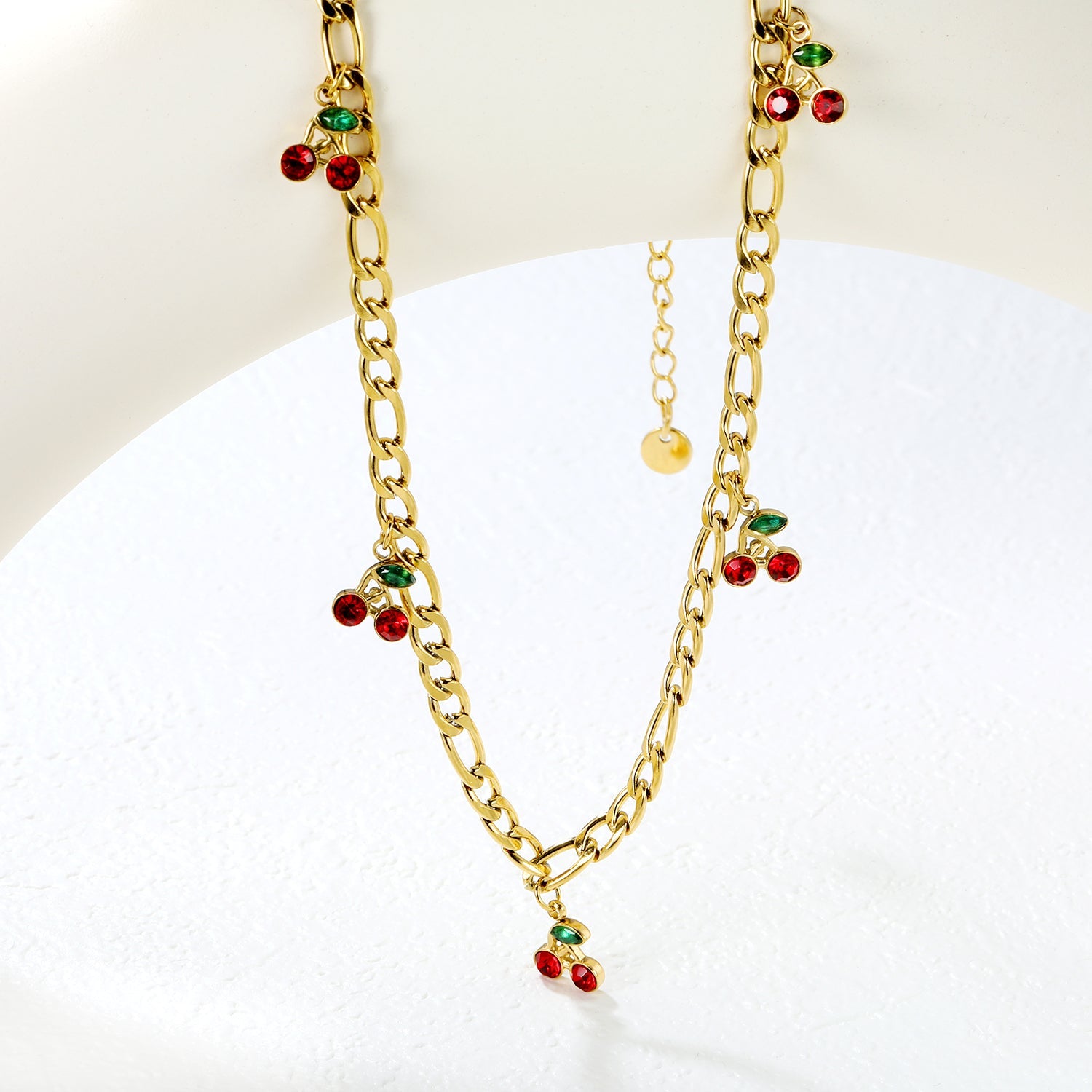 8.6 x 10.5mm Cherry Accessories 40+5cm+6mm Round Plaque Necklace Gold asonjewelry