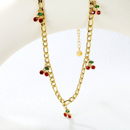 8.6 x 10.5mm Cherry Accessories 40+5cm+6mm Round Plaque Necklace Gold asonjewelry