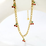 8.6 x 10.5mm Cherry Accessories 40+5cm+6mm Round Plaque Necklace Gold