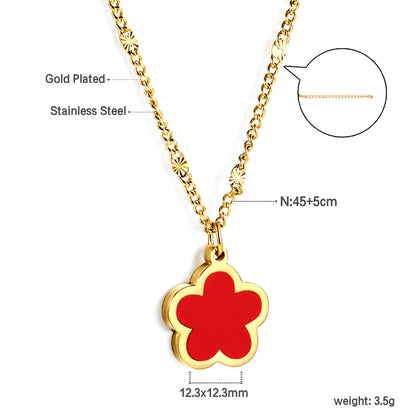 2024 New Year Peach Blossom Shape with White Shell Pendant Necklace 45+5cm asonjewelry