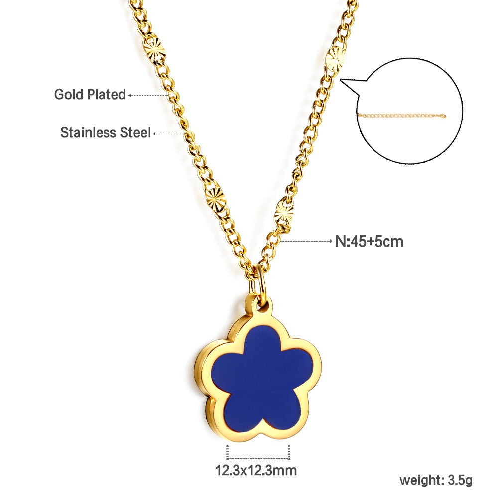 2024 New Year Peach Blossom Shape with White Shell Pendant Necklace 45+5cm asonjewelry