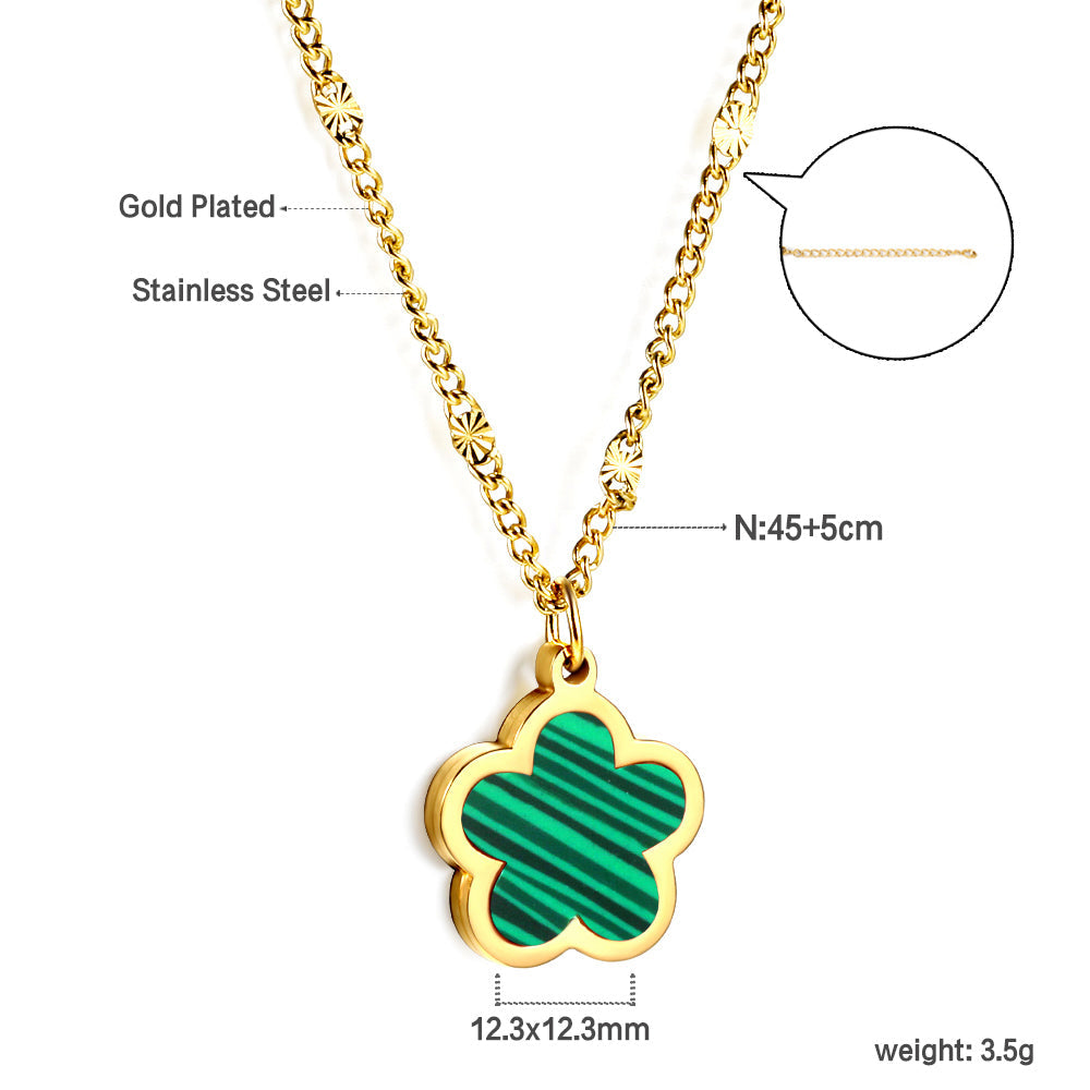 2024 New Year Peach Blossom Shape with White Shell Pendant Necklace 45+5cm asonjewelry