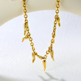 5x16mm Full Gold/Red Chili Pepper Pendant with 1.2mm 0-Link Chain, 40+5cm + 6mm Round Tag Necklace, Gold