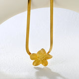 30.2 x 32.2mm large flower pendant with 4mm wide snake bone chain, 45+5cm necklace, steel color/gold color