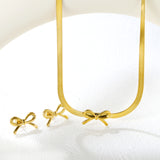 Bow Set Steel/Gold Earring: 12x20mm Pendant: 12x20mm 4mm Blade Chain 40+5cm+6mm Round Pendant