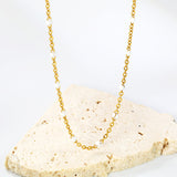 White/red/blue/mixed color dot drop glue necklace 0.4 cross chain 40+5cm+6mm round plate Gold color