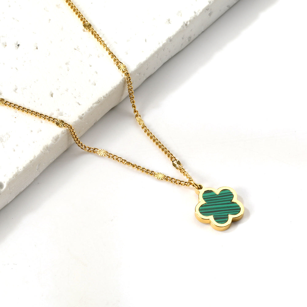 2024 New Year Peach Blossom Shape with White Shell Pendant Necklace 45+5cm asonjewelry