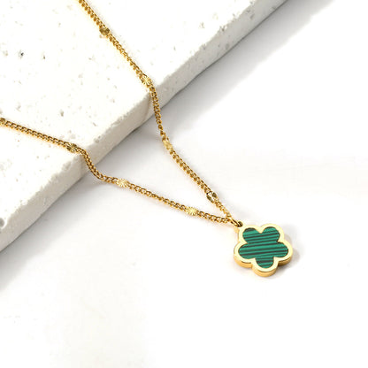 2024 New Year Peach Blossom Shape with White Shell Pendant Necklace 45+5cm asonjewelry