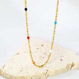 Mixed Color Dots Adhesive Necklace 40+5cm+6mm Round Plaque Golden