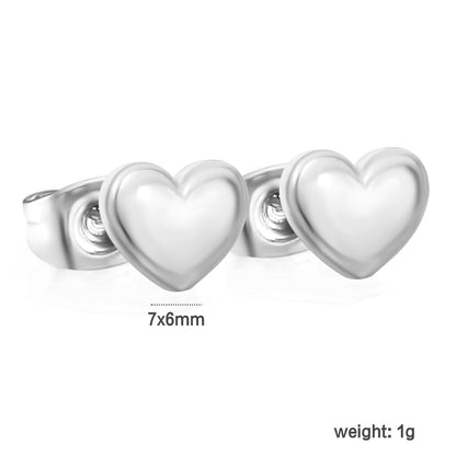 7*6mm heart shaped regular pin earrings steel color/golden asonjewelry