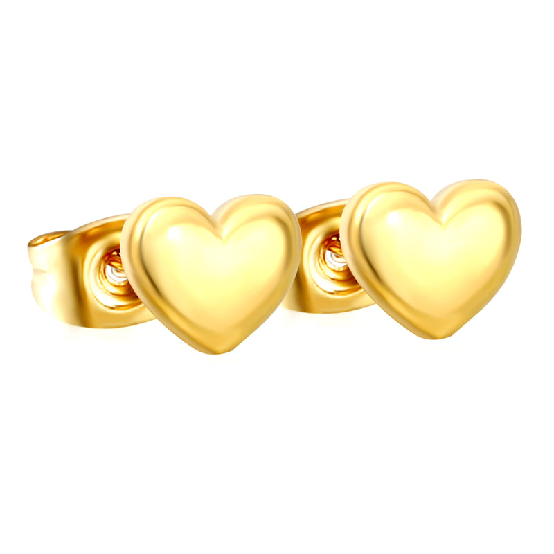 7*6mm heart shaped regular pin earrings steel color/golden