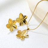 Petal Set Steel/Gold Earring: 31x33mm Pendant: 30.9x32.2mm 1.2mm Snake Bone Chain 40+5cm