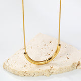 Wire 3*width 32*height 16.3mm flat U-shaped pendant necklace 40+5cm steel color/golden color