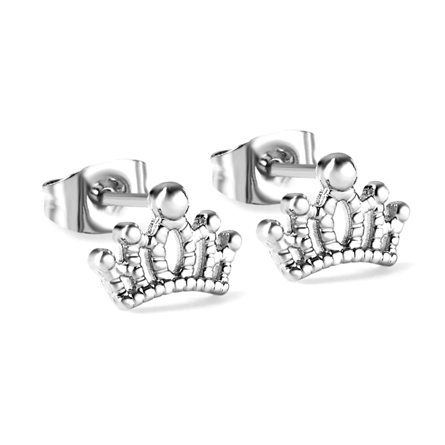 8.8 x 6.1 mm crown stud earrings, steel/gold color asonjewelry