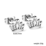 8.8 x 6.1 mm crown stud earrings, steel/gold color