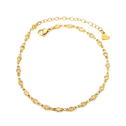 3.6mm embossed round cake accessory anklet 22+6cm asonjewelry