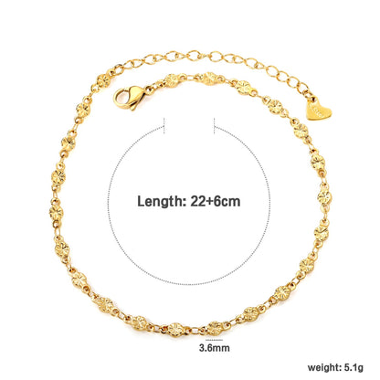 3.6mm embossed round cake accessory anklet 22+6cm asonjewelry