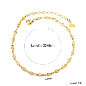 3.6mm embossed round cake accessory anklet 22+6cm