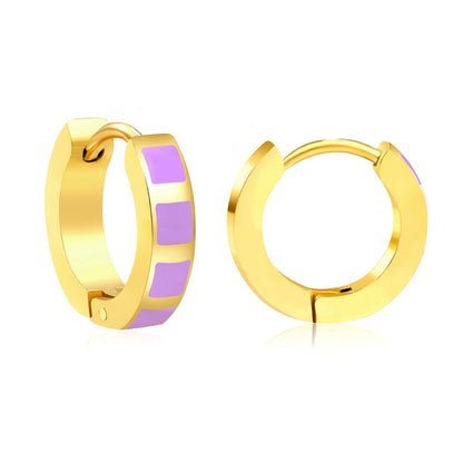 2.9*13.4mm spherical ear clips black oil/purple/pink gold color asonjewelry