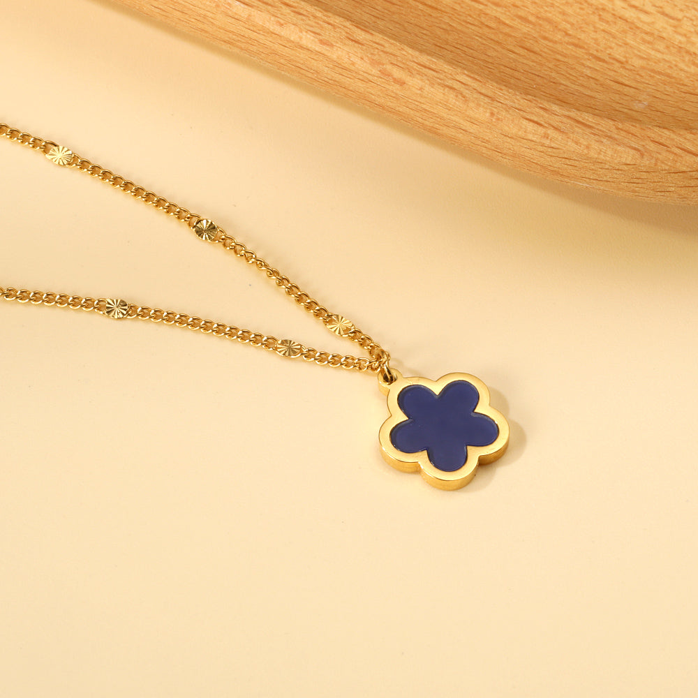 2024 New Year Peach Blossom Shape with White Shell Pendant Necklace 45+5cm asonjewelry