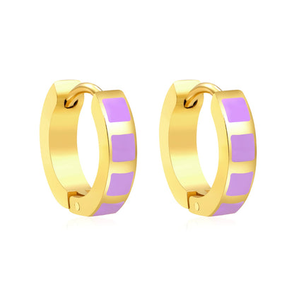 2.9*13.4mm spherical ear clips black oil/purple/pink gold color asonjewelry