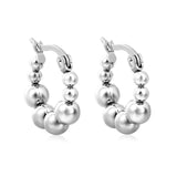 17.3 x 17.9mm large round pearl earrings, steel color/gold color