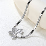30.2 x 32.2mm large flower pendant with 4mm wide snake bone chain, 45+5cm necklace, steel color/gold color
