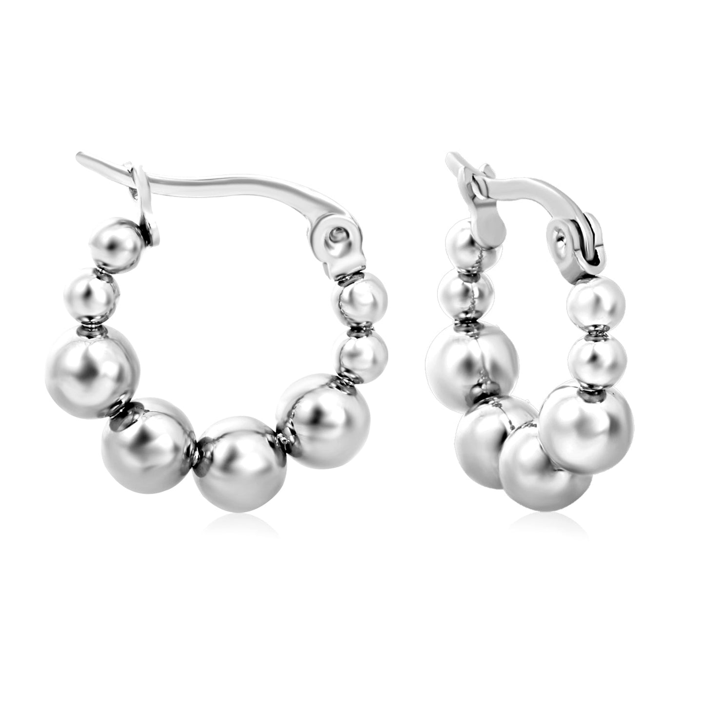 17.3 x 17.9mm large round pearl earrings, steel color/gold color asonjewelry