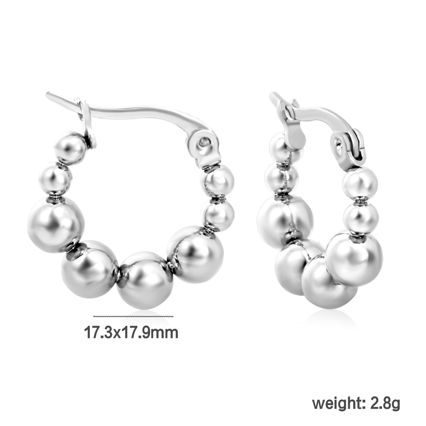 17.3 x 17.9mm large round pearl earrings, steel color/gold color asonjewelry