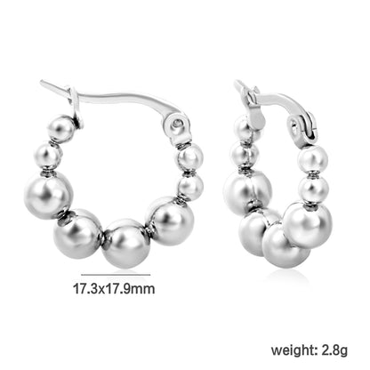 17.3 x 17.9mm large round pearl earrings, steel color/gold color asonjewelry