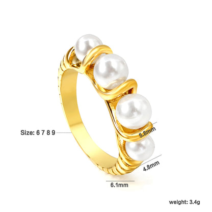 Threaded ring and 5 white pearls asonjewelry