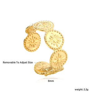 18K Gold - Plated Engraved Disc Linked Ring
