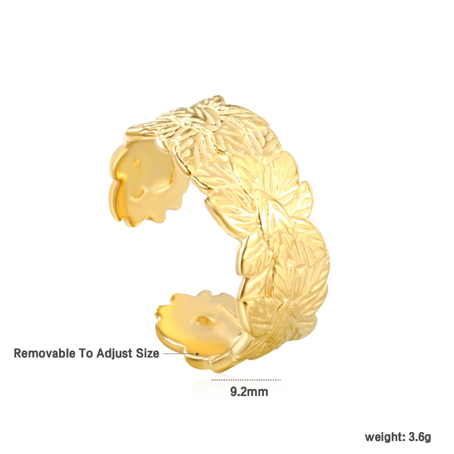 18K Gold - Plated Petal - Embossed Wide Ring asonjewelry