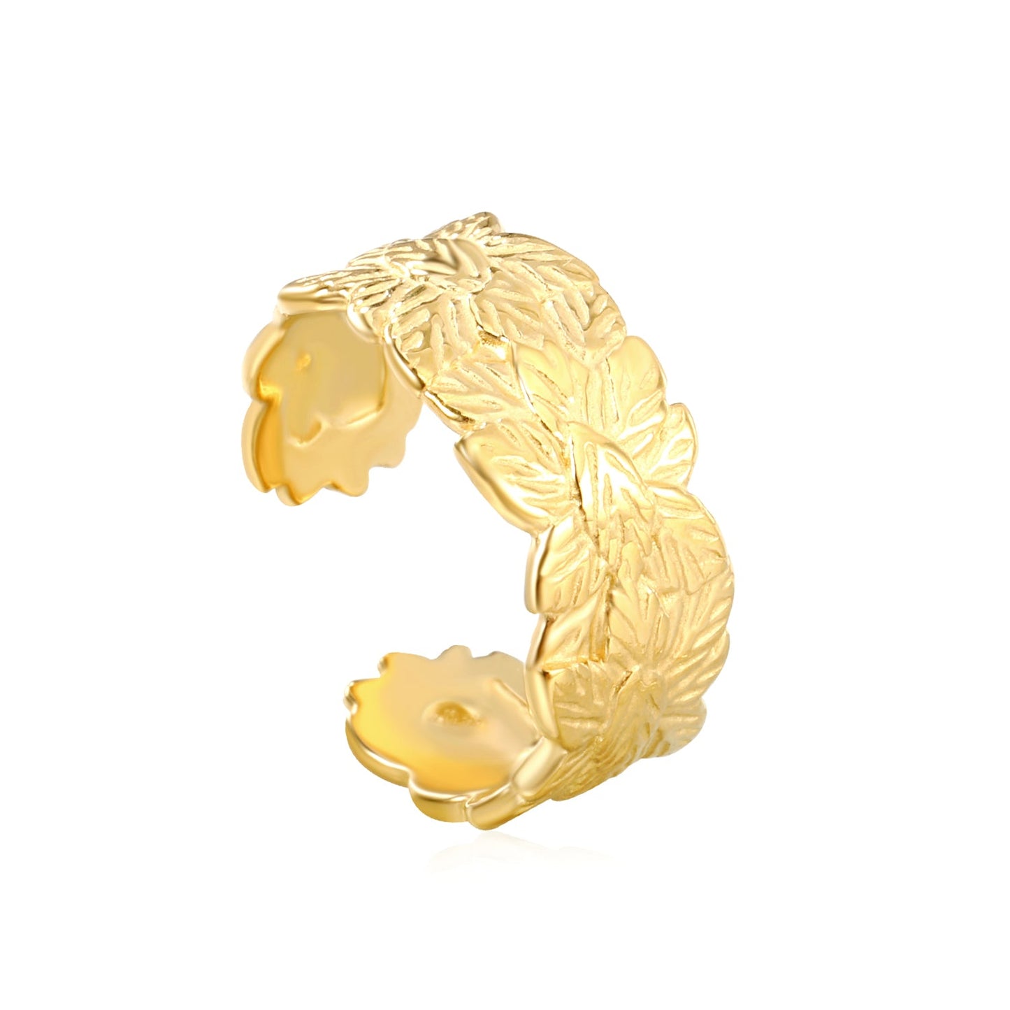 18K Gold - Plated Petal - Embossed Wide Ring asonjewelry