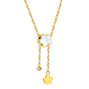 2024 Año Nuevo Concha Blanca Flor de Melocotón + Accesorios de Flor de Melocotón con Collar con Colgante de Diamantes 45 + 5cm