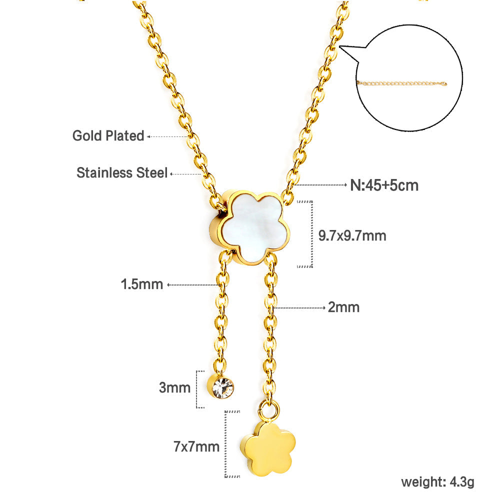 2024 New Year White Shell Peach Blossom + Peach Blossom Accessories with Diamond Pendant Necklace 45+5cm asonjewelry