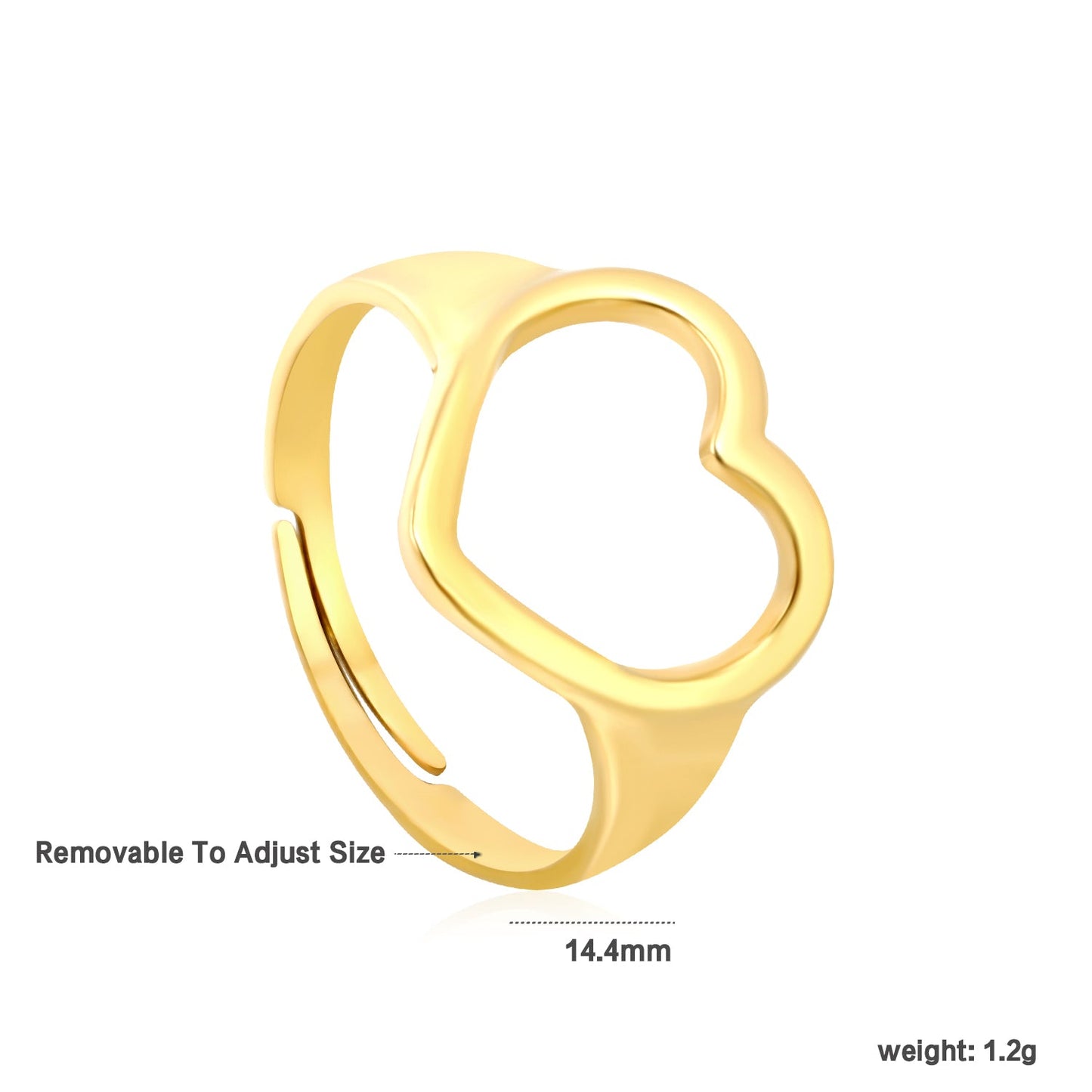 18K Gold - Plated Hollowed - out Heart - shaped Ring asonjewelry
