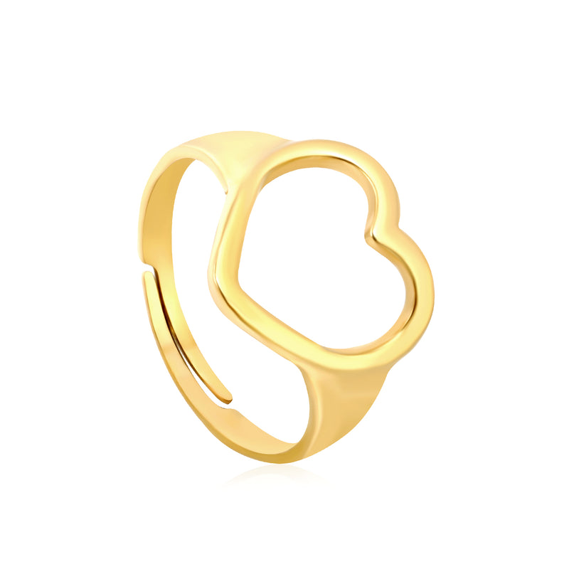 18K Gold - Plated Hollowed - out Heart - shaped Ring