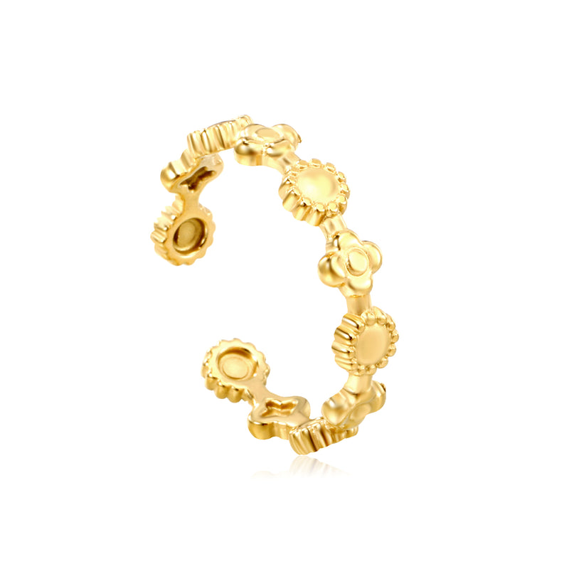 18K Gold - Plated Gear - Stitched Ring