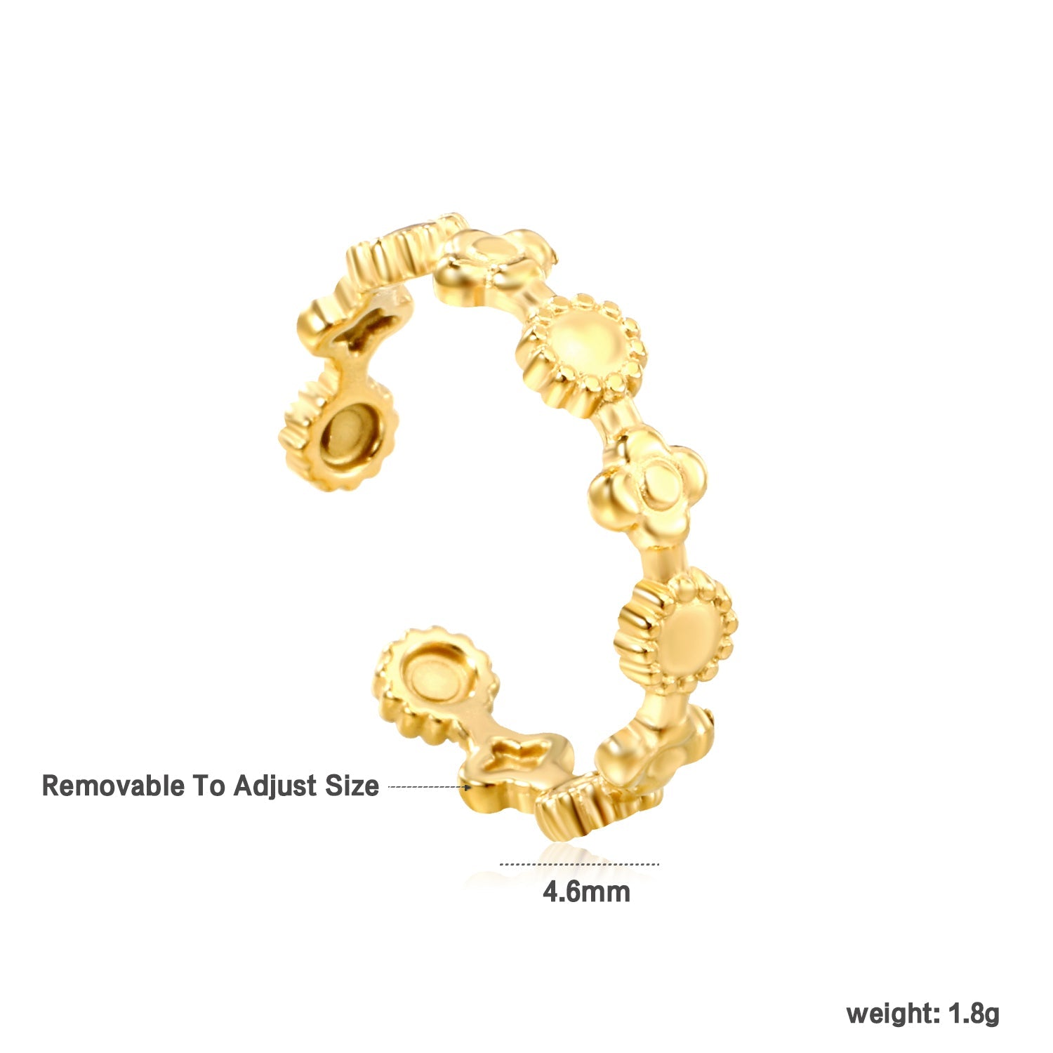 18K Gold - Plated Gear - Stitched Ring asonjewelry