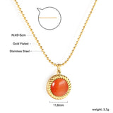 Round twisted edge with red cat's eye pendant 11.6mm Necklace 45+5cm