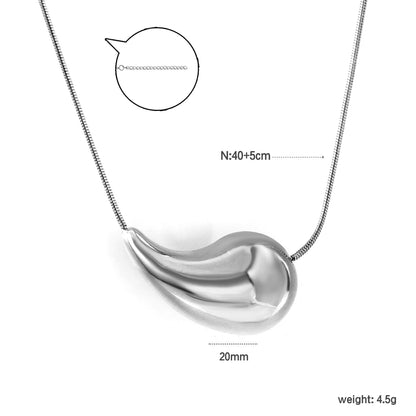 20mm/25mm Teardrop Oval Pendant Necklace 40+5cm Steel Color/Gold Color asonjewelry