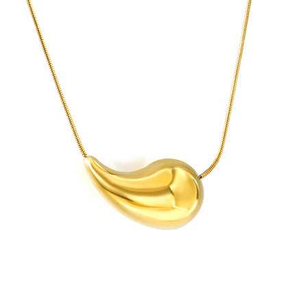 20mm/25mm Teardrop Oval Pendant Necklace 40+5cm Steel Color/Gold Color asonjewelry