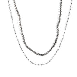 2.2mm Charcoal Black Bead Chain + Lip Chain 40+45+5cm + 6mm Double Chain Necklace Steel Color/Gold Color