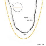 2.2mm Charcoal Black Bead Chain + Lip Chain 40+45+5cm + 6mm Double Chain Necklace Steel Color/Gold Color