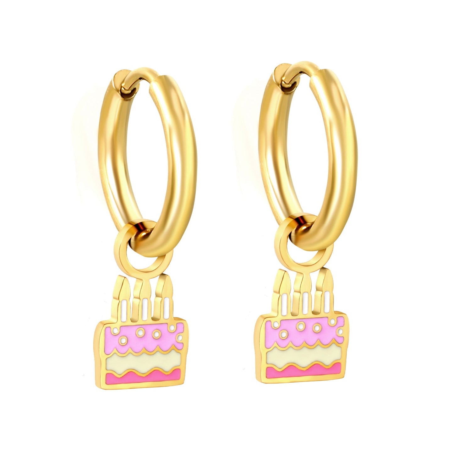 2*10mm circle +7.3*12.7mm cake with mixed color drip earrings gold color asonjewelry