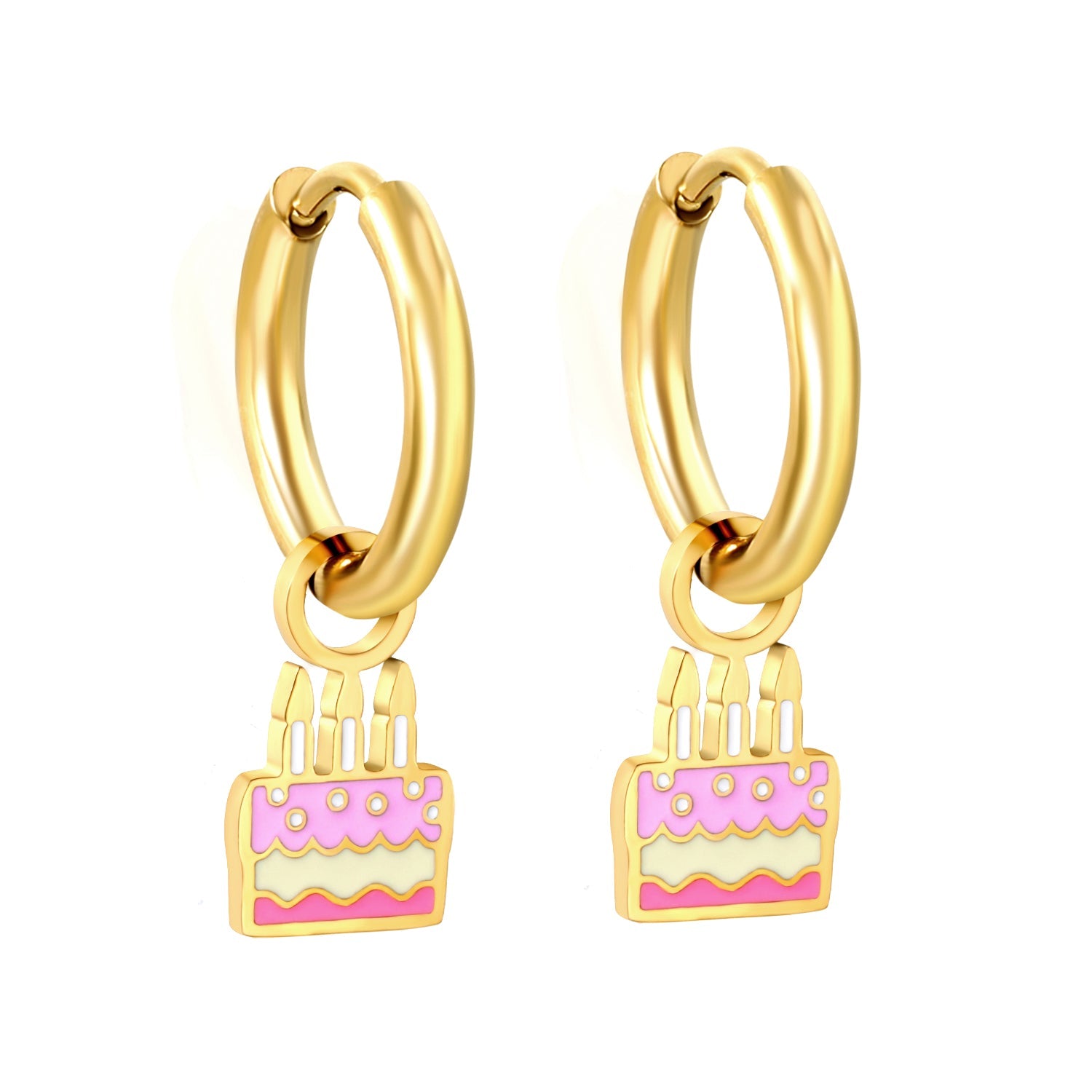 2*10mm circle +7.3*12.7mm cake with mixed color drip earrings gold color asonjewelry