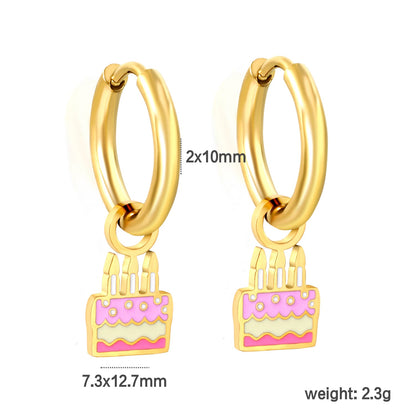 2*10mm circle +7.3*12.7mm cake with mixed color drip earrings gold color asonjewelry